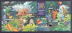 Australia 1994 Zoos m/sheet with Stamp Show '94 Melbourne logo, unmounted mint SG MS 1484, stamps on birds, stamps on zoos, stamps on parrots, stamps on cheetah, stamps on cats, stamps on animals, stamps on elephants, stamps on hippo, stamps on apes, stamps on reptiles, stamps on stamp exhibitions, stamps on  zoo , stamps on , stamps on  zoo , stamps on zoos, stamps on 