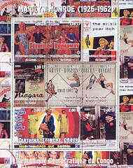 Congo 2000 Marilyn Monroe perf sheetlet #1 containing 9 values (Film posters) unmounted mint, stamps on entertainments, stamps on films, stamps on cinema, stamps on marilyn monroe