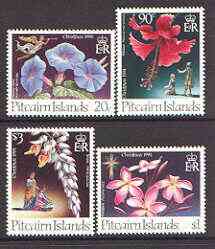 Pitcairn Islands 1994 Christmas Flowers set of 4 unmounted mint, SG 458-61, stamps on christmas, stamps on flowers, stamps on angels