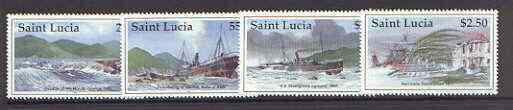 St Lucia 1997 Marine Disasters set of 4 unmounted mint, SG 1167-70*, stamps on ships, stamps on shipwrecks, stamps on disasters, stamps on weather