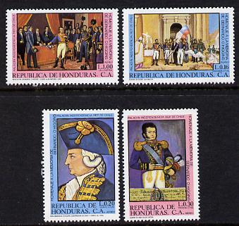 Honduras 1981 Bernardo O'Higgins Commem set of 4 unmounted mint (SG 994-7), stamps on revolutions, stamps on masonics, stamps on masonry