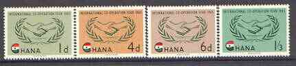 Ghana 1965 International Co-operation Year set of 4 unmounted mint, SG 365-68, stamps on communications, stamps on  icy , stamps on united nations