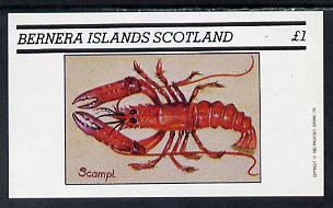 Bernera 1982 Shell Fish (Scampi) imperf souvenir sheet (Â£1 value) unmounted mint, stamps on food   marine-life