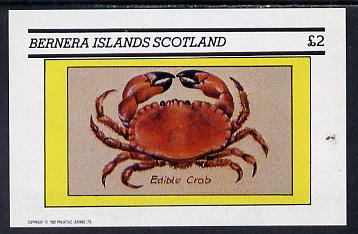 Bernera 1982 Shell Fish (Edible Crab) imperf deluxe sheet (Â£2 value) unmounted mint, stamps on crabs  food  marine-life