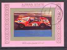 Ajman 1972 Cars individual imperf sheetlet #14 cto used as Mi 2762B, stamps on cars