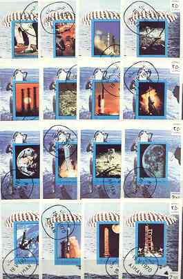 Ajman 1970 Apollo & Gemini Space Programmes, the complete set of 16 imperf s/sheets cto used, Mi BL 198-213, stamps on space, stamps on apollo, stamps on diving, stamps on scuba
