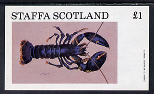 Staffa 1982 Shellfish (Lobster) imperf souvenir sheet (Â£1 value) unmounted mint, stamps on food   marine-life