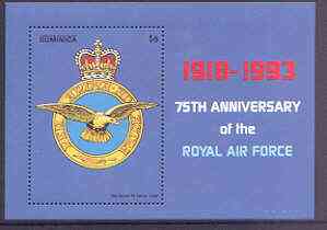 Dominica 1993 75th Anniversary of Royal Air Force perf m/sheet unmounted mint, SG MS 1729b, stamps on aviation, stamps on  ww2 , stamps on  raf , stamps on 