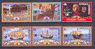 Antigua 1992 500th Anniversary of Discovery of America by Columbus (5th Issue) perf set of 6 unmounted mint optd SPECIMEN, as SG 1654-59, stamps on americana, stamps on ships, stamps on explorers, stamps on columbus, stamps on telescope