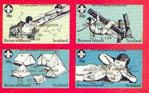 Bernera 1998 19th World Scout Jamboree opt'd in gold on 1982 75th Anniversary of Scouting imperf set of 4 unmounted mint, stamps on scouts