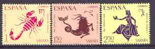 Spanish Sahara 1968 Child Welfare (Signs of the Zodiac) set of 3 unmounted mint, SG 262-64, stamps on space, stamps on astronomy, stamps on astrology, stamps on zodiac, stamps on zodiacs