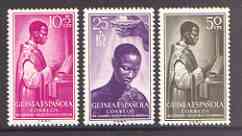Spanish Guinea 1955 Centenary of Apostolic Prefecture set of 3 unmounted mint, SG 397-99, stamps on , stamps on  stamps on religion, stamps on shells