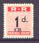 Northern Rhodesia 1951-68 Railway Parcel stamp 1d (large numeral) overprinted CB (Chisamba) unmounted mint, stamps on railways, stamps on cinderella, stamps on  kg6 , stamps on 