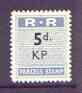 Northern Rhodesia 1951-68 Railway Parcel stamp 5d (small numeral) overprinted KP (Kapiri M'Posho) unmounted mint* , stamps on railways, stamps on cinderella, stamps on  kg6 , stamps on 