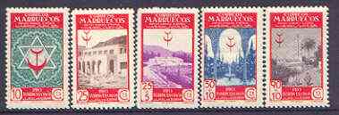 Spanish Morocco 1946 Anti-Tuberculosis Fund set of 5 unmounted mint, SG 297-301, stamps on , stamps on  stamps on tb, stamps on diseases, stamps on hospitals, stamps on fountains, stamps on judaica