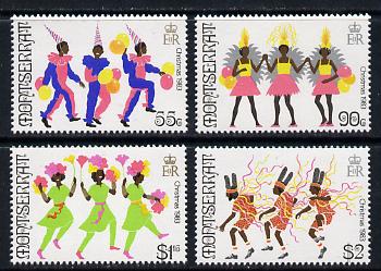 Montserrat 1983 Christmas Carnival set of 4 unmounted mint, SG 591-94, stamps on christmas, stamps on dancing