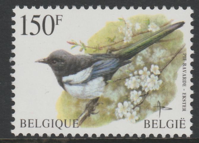 Belgium 1996-99 Birds #3 Magpie 150f unmounted mint, SG 3316, stamps on birds, stamps on 