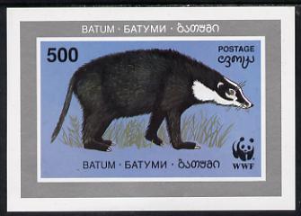 Batum 1994 WWF Wild Animals (Badger) imperf s/sheet unmounted mint, stamps on animals, stamps on wwf, stamps on badgers, stamps on  wwf , stamps on 