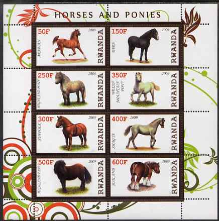 Rwanda 2009 Horses & Ponies perf sheetlet containing 8 values unmounted mint, stamps on , stamps on  stamps on horses