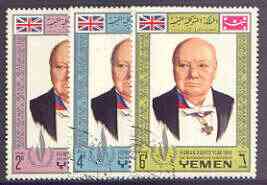 Yemen - Royalist 1968 Human Rights Year the three perf values showing Churchill fine cto used (Mi 540, 544 & 548A)*, stamps on churchill, stamps on human rights, stamps on personalities     
