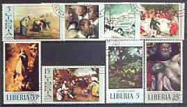 Liberia 1969 Paintings (2nd series) set of 8 very fine cto used, SG 1010-17, stamps on arts, stamps on rubens, stamps on greco, stamps on brueghel, stamps on murillo, stamps on dancing, stamps on hunting