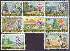 Mongolia 1969 Landscapes & Flowers set of 8 fine cto used, SG 525-32, stamps on tourism, stamps on flowers, stamps on 