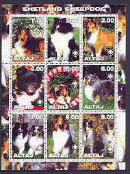 Altaj Republic 2001 Dogs (Shetland Sheepdog) perf sheetlet containing complete set of 9 values, each with Scout logo unmounted mint, stamps on dogs, stamps on scouts, stamps on shetland, stamps on sheepdog