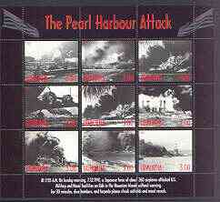Udmurtia Republic 2001 Pearl Harbour Attack perf sheetlet #02 containing complete set of 9 values unmounted mint, stamps on ww2, stamps on ships, stamps on aviation, stamps on  ww2 , stamps on 