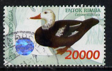 Indonesia 1998 Waterfowl (1st series) 20,000r White-Winged Wood Duck fine commercially used, SG 2448, stamps on birds, stamps on ducks, stamps on holograms