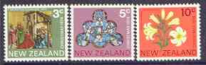 New Zealand 1974 Christmas set of 3 unmounted mint SG 1058-1060, stamps on christmas, stamps on stained glass, stamps on flowers, stamps on lily