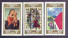 New Zealand 1973 Christmas set of 3 unmounted mint SG 1034-1036, stamps on christmas, stamps on stained glass, stamps on raphael