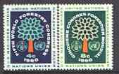 United Nations (NY) 1960 Forestry Congress set of 2 unmounted mint, SG 81-82, stamps on , stamps on  stamps on united nations, stamps on trees