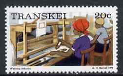 Transkei 1976-83 Weaving 20c (perf 14) from def set unmounted mint, SG 12a, stamps on textiles, stamps on weaving, stamps on women