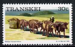 Transkei 1976-83 Sledge Transportation 30c (perf 14) from def set unmounted mint, SG 14a, stamps on transport, stamps on oxen, stamps on bovine