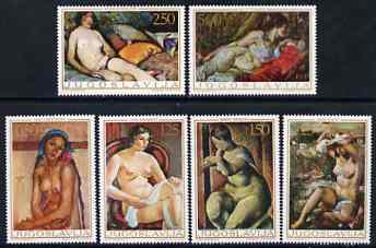 Yugoslavia 1969 Nude Paintings set of 6 unmounted mint, SG 1399-1404, stamps on arts, stamps on nudes