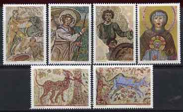 Yugoslavia 1970 Mosaics set of 6 unmounted mint, SG 1415-20, stamps on arts, stamps on mosaics, stamps on hunting, stamps on 