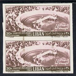 Lebanon 1964 Arab League 20p imperf proof pair in near issued colours (as SG 840) unmounted mint, stamps on constitutions