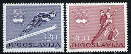 Yugoslavia 1976 Innsbruck Winter Olympics set of 2 unmounted mint, SG 1716-17*, stamps on olympics, stamps on skiing, stamps on skating