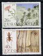 Yugoslavia 1984 Nature Protection set of 2 unmounted mint, SG 2150-51, stamps on flowers, stamps on insects, stamps on caves, stamps on beetles, stamps on national parks, stamps on parks