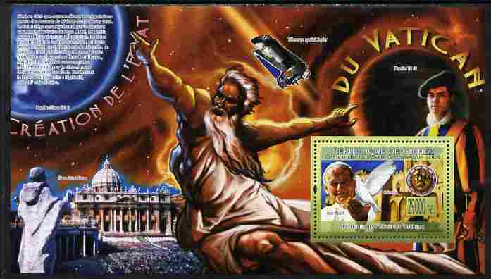 Guinea - Conakry 2009 Creation of the Vatican State perf souvenir sheet unmounted mint, stamps on personalities, stamps on popes, stamps on religion, stamps on planets