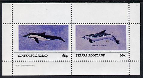 Staffa 1982 Dolphins perf set of 2 values (40p & 60p) unmounted mint, stamps on animals, stamps on marine life, stamps on whales