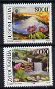 Yugoslavia 1989 Nature Protection (Kosova) set of 2 unmounted mint, SG 2561-62, stamps on flowers, stamps on waterfalls, stamps on lakes