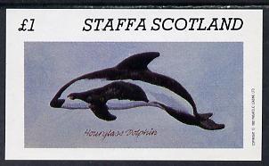 Staffa 1982 Dolphins imperf souvenir sheet (Â£1 value) unmounted mint, stamps on animals, stamps on marine life, stamps on whales