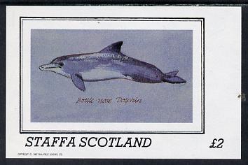 Staffa 1982 Dolphins imperf deluxe sheet (Â£2 value) unmounted mint, stamps on animals, stamps on marine life, stamps on whales