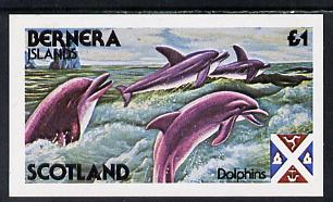 Bernera 1978 Dolphins imperf souvenir sheet (Â£1 value) unmounted mint, stamps on animals, stamps on marine life, stamps on whales