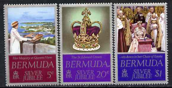Bermuda 1977 Silver Jubilee set of 3 unmounted mint, SG 371-73, stamps on royalty, stamps on silver jubilee