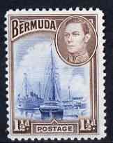 Bermuda 1938-52 KG6 Ships in Hamilton Harbour 1.5d light blue & purple-brown unmounted mint, SG 111b, stamps on ships, stamps on harbours, stamps on  kg6 , stamps on 