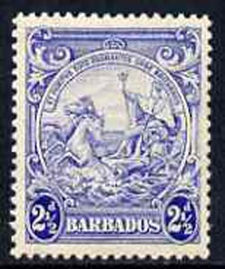 Barbados 1938-47 Badge of Colony 2.5d ultramarine unmounted mint, SG 251*, stamps on badges, stamps on horses, stamps on , stamps on  kg6 , stamps on , stamps on shells