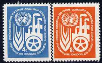 United Nations (NY) 1959 UN Economic Commission for Europe set of 2 unmounted mint, SG 71-72, stamps on industry, stamps on agriculture, stamps on business