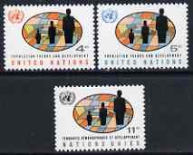 United Nations (NY) 1965 Population Trends & Development set of 3 unmounted mint, SG 151-53, stamps on population, stamps on census